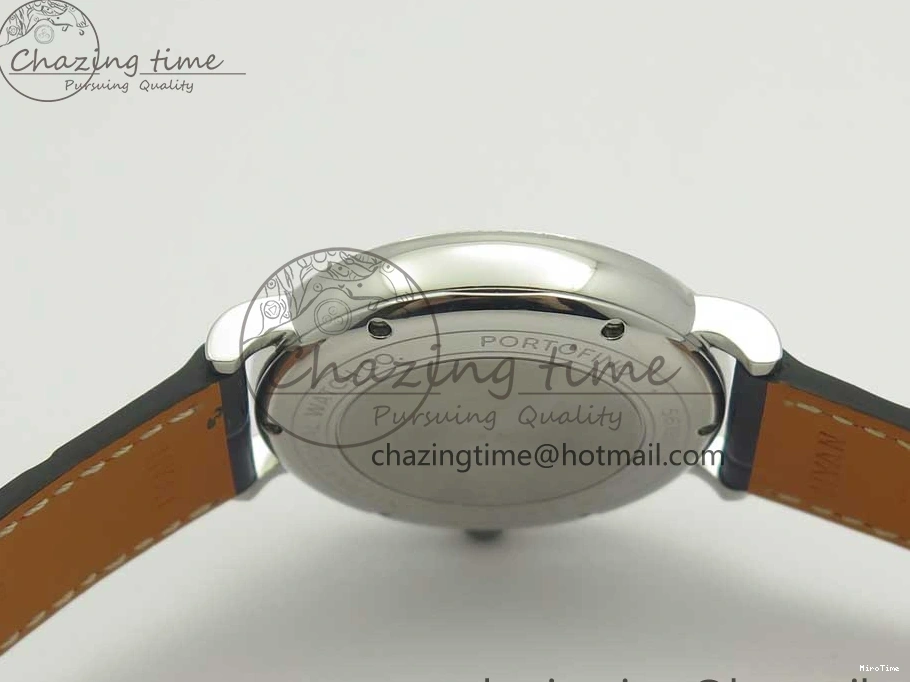 MIROTIME 1224 Fashionable Portofino IW458101 Diamond Bezel SS MK 1:1 Best Edition Blue Dial On Blue Leather Strap MIYOTA 7169